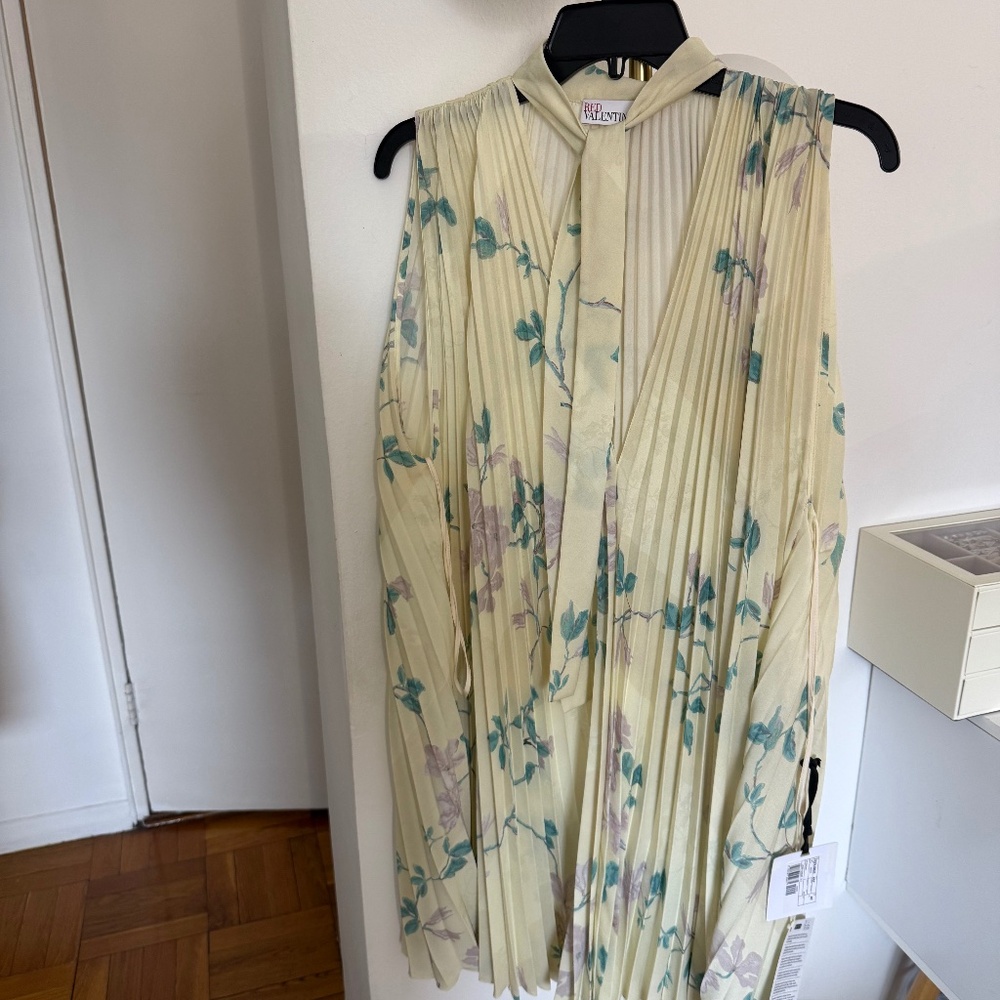 Valentino yellow floral silk dress